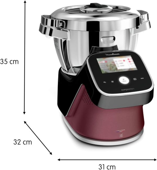 Moulinex, I-Companion Touch Pro, Robot cuiseur, 18 fonctions, Connecté, Pesage intégré, Capacité XL 10 personnes, Noir, Fabriqué en France, HF93E610 – Image 2