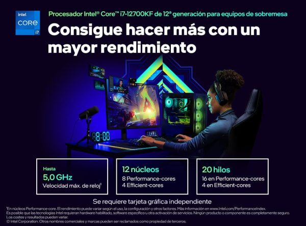 Intel® Core™ i7-12700KF, processeur pour PC de bureau, 12 cœurs (8P+4E) jusqu'à 5,0 GHz, LGA1700 chipset série 600 125 W – Image 2