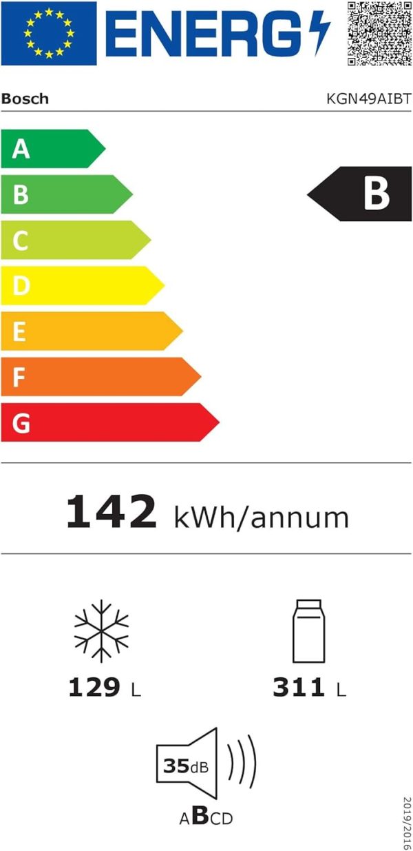 Bosch KGN49AIBT, Série 6, Réfrigérateur combiné pose-libre, 440 L, 203 x 70 (H x L), Inox anti trace de doigts [Classe énergétique B] – Image 3