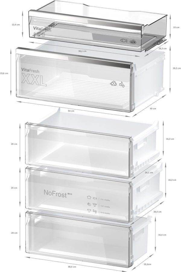 Bosch KGN49AIBT, Série 6, Réfrigérateur combiné pose-libre, 440 L, 203 x 70 (H x L), Inox anti trace de doigts [Classe énergétique B] – Image 4