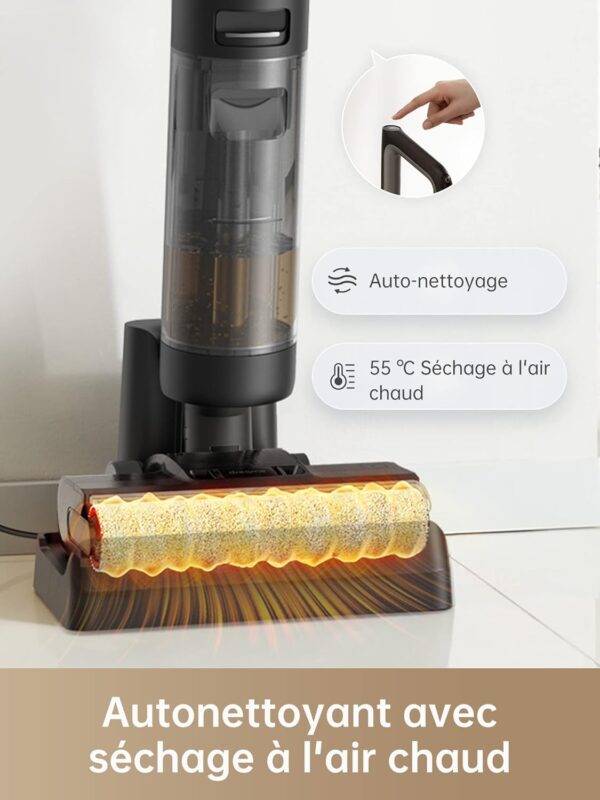 dreame H12 Pro Aspirateur Eau et Poussière Intelligent Sec et Humide sans Fil, Séchage àl'air Chaud, Nettoyage des Bords, Réservoir Eau 900 ML, Autonomie de 35 Min, Écran LED – Image 3