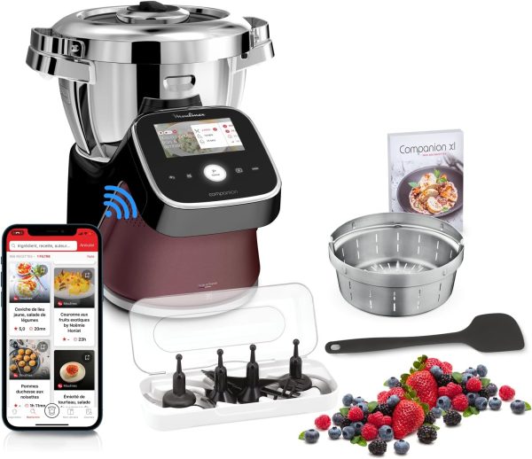 Moulinex, I-Companion Touch Pro, Robot cuiseur, 18 fonctions, Connecté, Pesage intégré, Capacité XL 10 personnes, Noir, Fabriqué en France, HF93E610