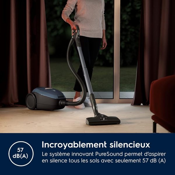 Electrolux Pure D8, Commandes à Distance, Aspirateur Traineau avec Sac, Ultra Silencieux, 57dB, Puissance Automatique Intelligente, Poignée avec Commandes et Affichage LED, PD82-8DB, Bleu Denim – Image 6