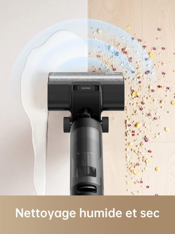 dreame H12 Pro Aspirateur Eau et Poussière Intelligent Sec et Humide sans Fil, Séchage àl'air Chaud, Nettoyage des Bords, Réservoir Eau 900 ML, Autonomie de 35 Min, Écran LED – Image 4