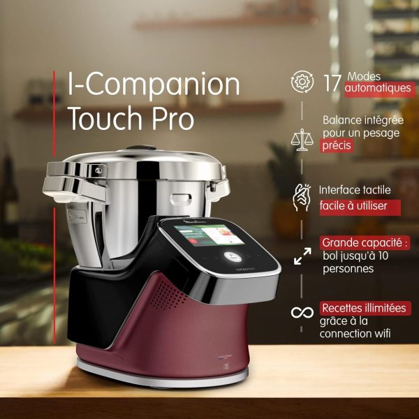 Moulinex, I-Companion Touch Pro, Robot cuiseur, 18 fonctions, Connecté, Pesage intégré, Capacité XL 10 personnes, Noir, Fabriqué en France, HF93E610 – Image 6