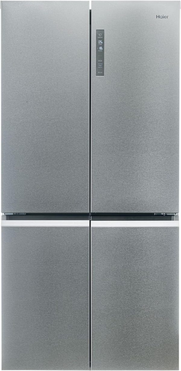 Haier HCR5919ENMM Réfrigérateur Multi-Portes Cube 90 Série 5-4 Portes, Total No Frost, MyZone, Humidity Zone, Compresseur Inverter, LED, 908x748x1905 mm, Classe E, New Platinum Inox [Classe énergétique E]