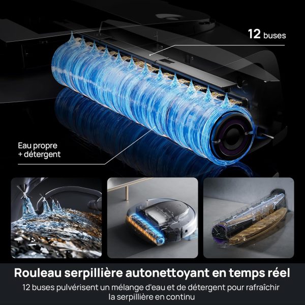 3i S10 Ultra Robot Aspirateur Laveur, avec Système WaterRecycle, Aspiration de 13000 Pa, Rouleau Serpillère Extensible et Auto-nettoyant, Lavage & Auto-Séchage du Mop, Auto-vidange & Remplissage – Image 4
