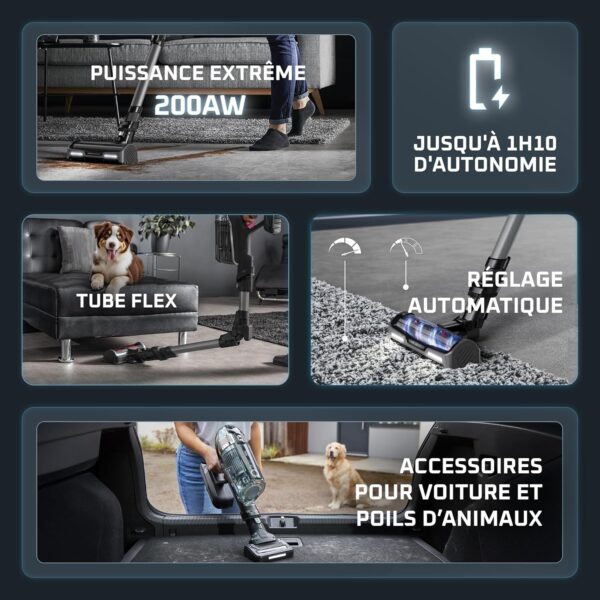 Rowenta X-Force Flex 14.60, Aspirateur balai sans fil, Puissant 550W, Autonomie 70min, Tube flexible, Accessoires pour Voiture et Poils d’animaux RH9958WA – Image 2