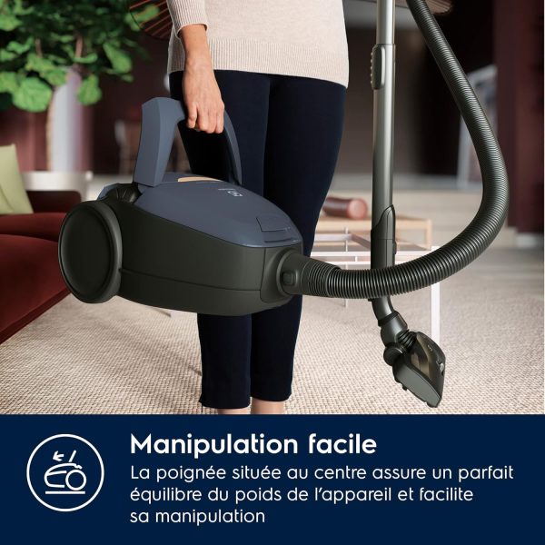 Electrolux Pure D8, Commandes à Distance, Aspirateur Traineau avec Sac, Ultra Silencieux, 57dB, Puissance Automatique Intelligente, Poignée avec Commandes et Affichage LED, PD82-8DB, Bleu Denim – Image 5